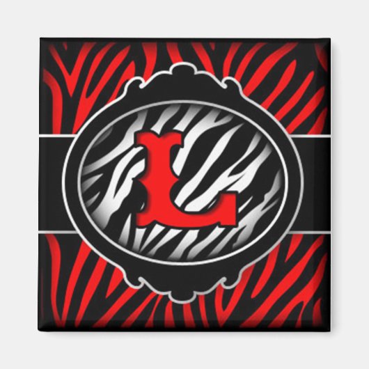 Roter Zebra-Anfangsbuchstabe L Magnet (Vorne)