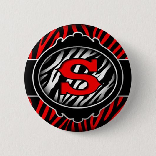 Roter Zebra-Anfangsbuchstabe S Button (Vorderseite)