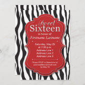 Roter Zebra-Druck-Bonbon 16 Einladung (Vorne/Hinten)