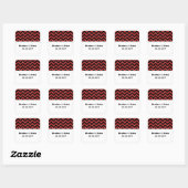 Roter Zickzack Glitzer Hochzeitsticker Quadratischer Aufkleber (Blatt)