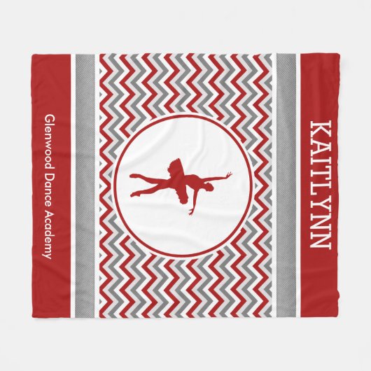Roter Zickzack Tänzer personalisiert Fleecedecke (Vorderseite (Horizontal))