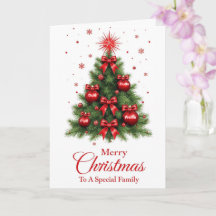 Roter Zierbaum-Weihnachtskarte – Familie