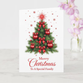 Roter Zierbaum-Weihnachtskarte – Familie Karte