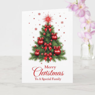 Roter Zierbaum-Weihnachtskarte – Familie Karte