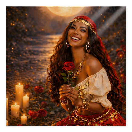 roter Zigeunerposter (glänzend) || Gitana-Kunst Poster (Vorderseite)