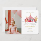 Roter Zirkus Foto Karneval Geburtstag Einladung (Vorderseite)