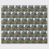 Roter Zuchttraktor mit Patriotikstall Geschenkpapier (Flach)