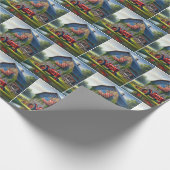 Roter Zuchttraktor mit Patriotikstall Geschenkpapier (Ecke)