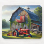 Roter Zuchttraktor mit Patriotikstall Mousepad (Vorne)