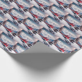 Roter Zug im Snowy Mountain Valley Geschenkpapier (Ecke)