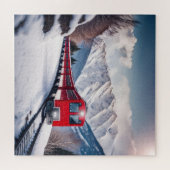 Roter Zug im Snowy Mountain Valley Puzzle (Horizontal)