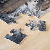 Roter Zug-Kiefern-Schnee bedeckte Berge die Puzzle (Seite)