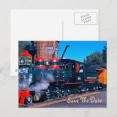 Roter Zug Save the Date Postkarte (Vorne/Hinten)