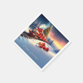 Roter Zug Weihnachtsbaum Feiertags Serviette (Ecke)