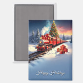 Roter Zug Weihnachtsbaum Feiertagsmagnet Magnet (Vorderseite/Rückseite)