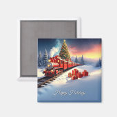 Roter Zug Weihnachtsbaum Feiertagsmagnet Magnet (Vorderseite/Rückseite)