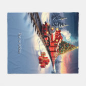 Roter Zug Weihnachtsbaum Fleece-Decke Fleecedecke (Vorderseite (Horizontal))