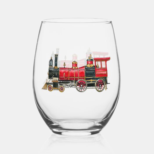 Roter Zug Weinglas Ohne Stiel (Vorderseite)