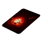 Roter Zwergstern, der von einem hypothetischen Exo Magnet (Linke Seite)