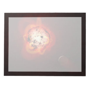 Roter Zwergstern, der von einem hypothetischen Exo Notizblock