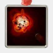 Roter Zwergstern, der von einem hypothetischen Exo Ornament Aus Metall (Vorne)