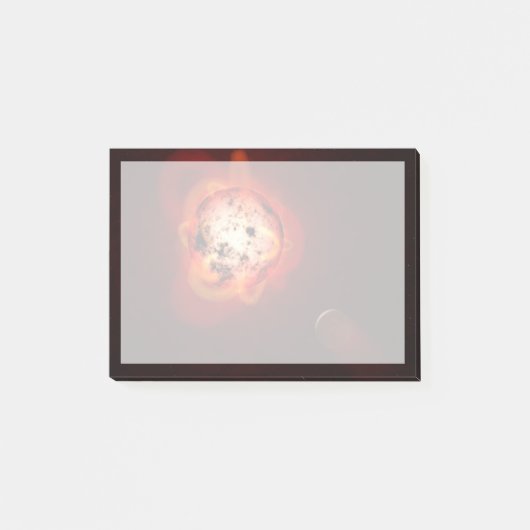 Roter Zwergstern, der von einem hypothetischen Exo Post-it Klebezettel (Vorderseite)