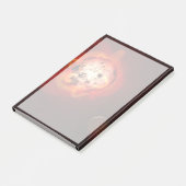 Roter Zwergstern, der von einem hypothetischen Exo Post-it Klebezettel (angewinkelt)