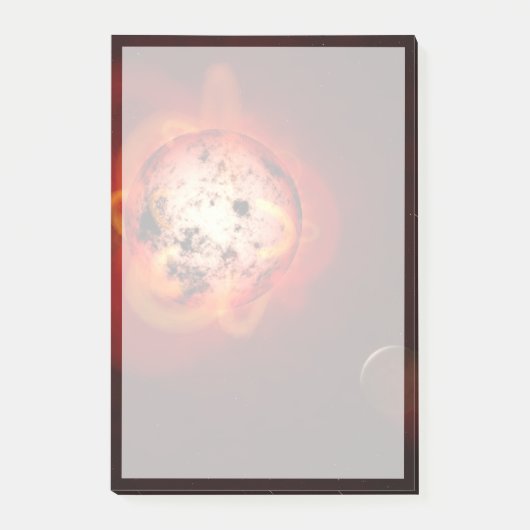 Roter Zwergstern, der von einem hypothetischen Exo Post-it Klebezettel (Vorderseite)