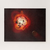 Roter Zwergstern, der von einem hypothetischen Exo Puzzle (Horizontal)