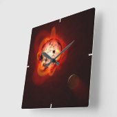 Roter Zwergstern, der von einem hypothetischen Exo Quadratische Wanduhr (Winkel)