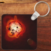 Roter Zwergstern, der von einem hypothetischen Exo Schlüsselanhänger (Rückseite)