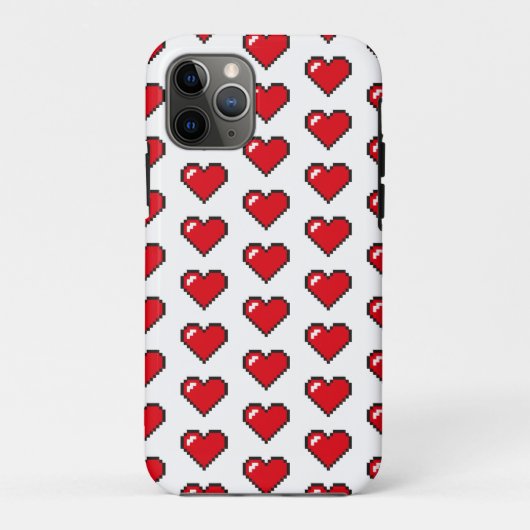 Rotes 8-Bit-Pixel-Herz-Muster Case-Mate iPhone Hülle (Rückseite)