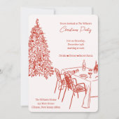 Rotes Abendessen Party Weihnachts-Einladung Feiertagskarte (Vorderseite)