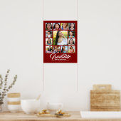 Rotes Abschlussfoto-Kollage-Script Modern für K–12 Poster (Küche)