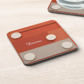 Rotes abstraktes Design mit geometrischen Formen Getränkeuntersetzer (Linke Seite)