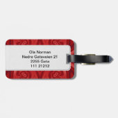 Rotes abstraktes hölzernes Muster Gepäckanhänger (Rückseite horizontal)