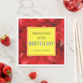 Rotes abstraktes Kristall-Design Geburtstag Benutz Serviette (Beispiel)