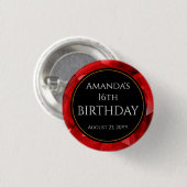 Rotes abstraktes Kristalldesign Geburtstag Benutze Button (Vorne & Hinten)