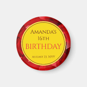 Rotes abstraktes Kristalldesign Geburtstag Benutze Magnet