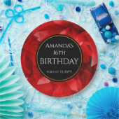 Rotes abstraktes Kristalldesign Geburtstag Benutze Pappteller (Party)