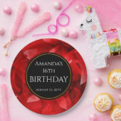 Rotes abstraktes Kristalldesign Geburtstag Benutze Pappteller (Party)