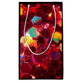 Rotes abstraktes Mosaik glänzender Glitzer Muster  Kleine Geschenktüte (Rückseite)