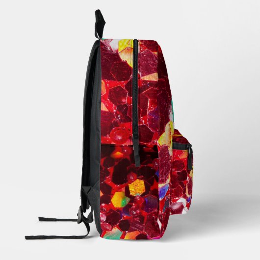 Rotes abstraktes Mosaikbild glänzender Glitzer Bedruckter Rucksack (Links)