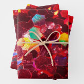Rotes abstraktes Mosaikbild glänzender Glitzer Geschenkpapier Set (Beispiel)