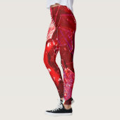 Rotes abstraktes Mosaikbild glänzender Glitzer Leggings (Links)