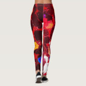 Rotes abstraktes Mosaikbild glänzender Glitzer Leggings (Rückseite)