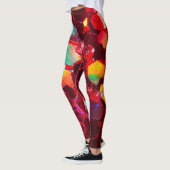 Rotes abstraktes Mosaikbild glänzender Glitzer Leggings (Links)