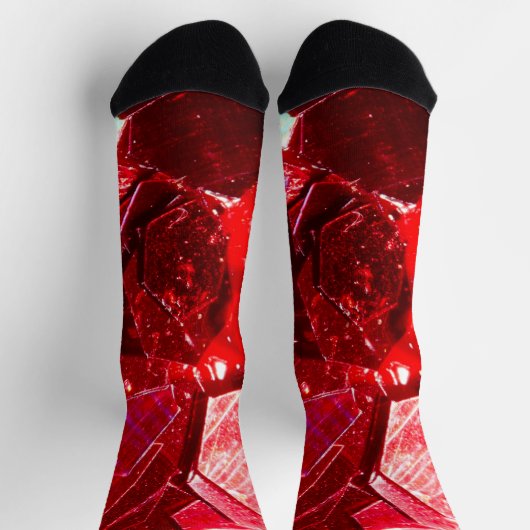 Rotes abstraktes Mosaikbild glänzender Glitzer Socken (Oben)