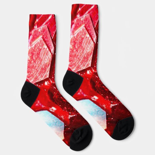 Rotes abstraktes Mosaikbild glänzender Glitzer Socken (Rechts)