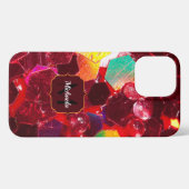 Rotes abstraktes Mosaikmuster Glitzer-Muster Monog iPhone Hülle (Rückseite (Horizontal))